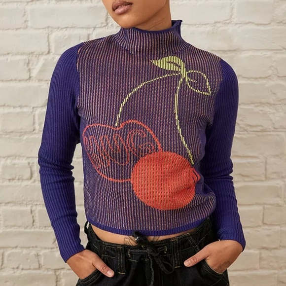 BDG Sweaters - BDG Urban Outfitters Shauna Jacquard Long Sleeve Top